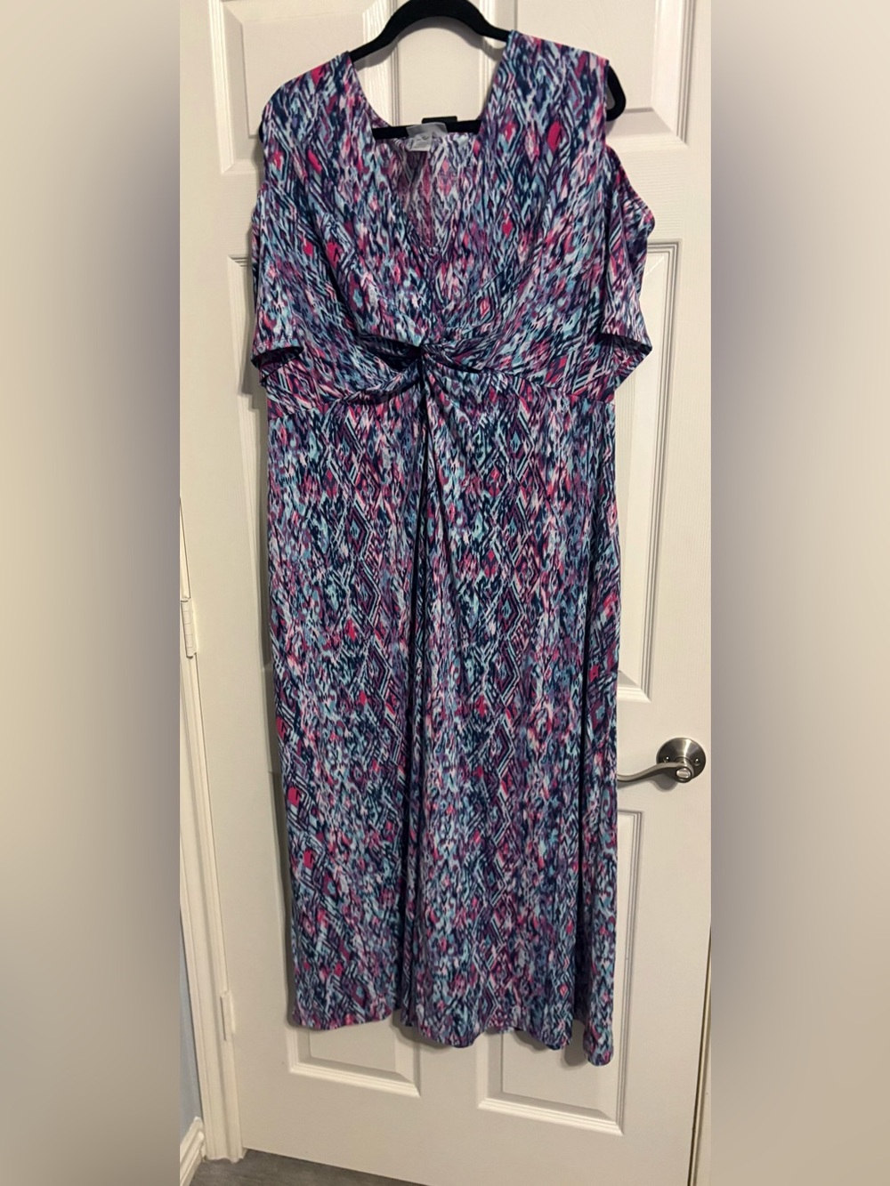 40- Catherines Multicolor Geometric cold shoulder maxi dress